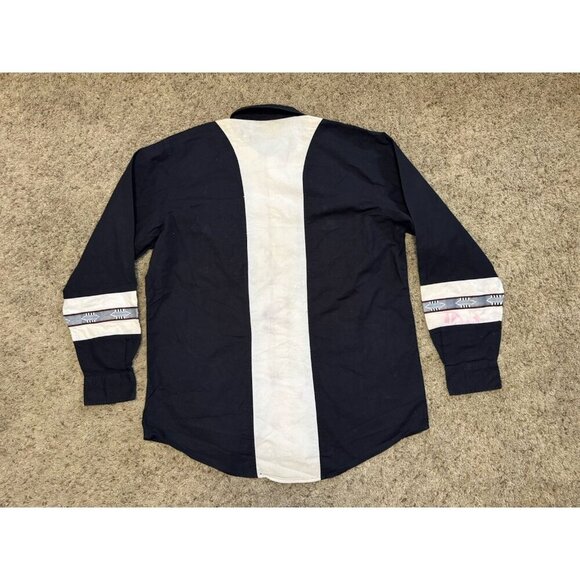Vintage 100% Cotton Aztec Trim Western Navy Long Sleeve Button Down Rodeo USA XL - Picture 2 of 11